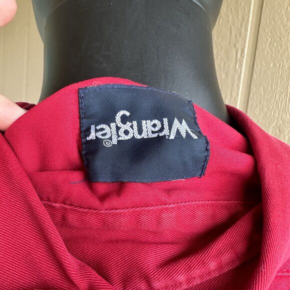 Vintage Wrangler Shirt Mens XL Brush Popper Western Rodeo Pearl Snap Red - Picture 7 of 7